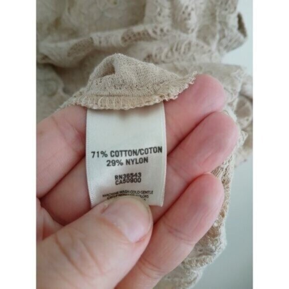 VAN HEUSEN STUDIO Lace Blouse XL Button Up Collared Romantic Boho Cottagecore - Picture 6 of 7